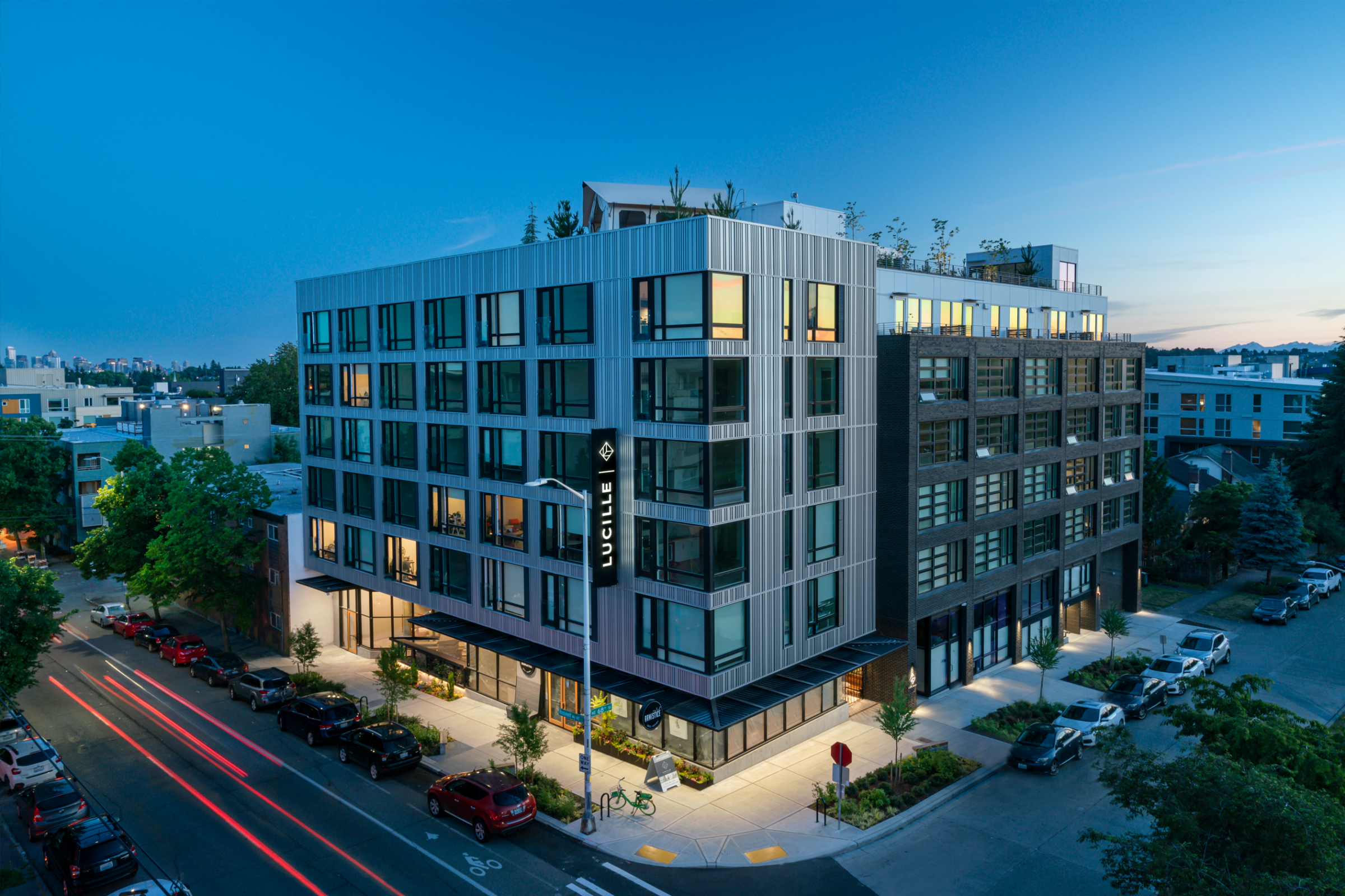 Lucille on Roosevelt: A boutique, mixed-use, multifamily project by Seattle architecture firm, Board & Vellum.